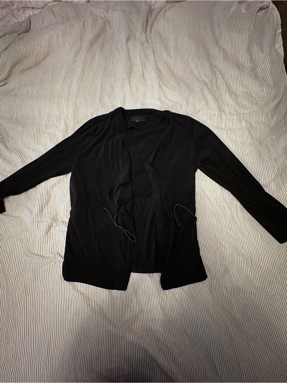 Black Women’s Faux Suede Open-Front Jacket